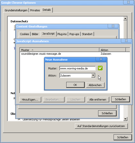 JavaScript in Google Chrome